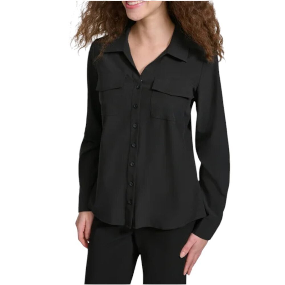 NEW Calvin Klein Jeans Stretch Blouse | Black - Picture 2 of 4